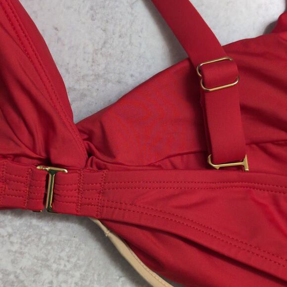 La Blanca Cherry Red Island Goddess Underwire Twist Front Bra Top Size 12 New - Picture 4 of 11